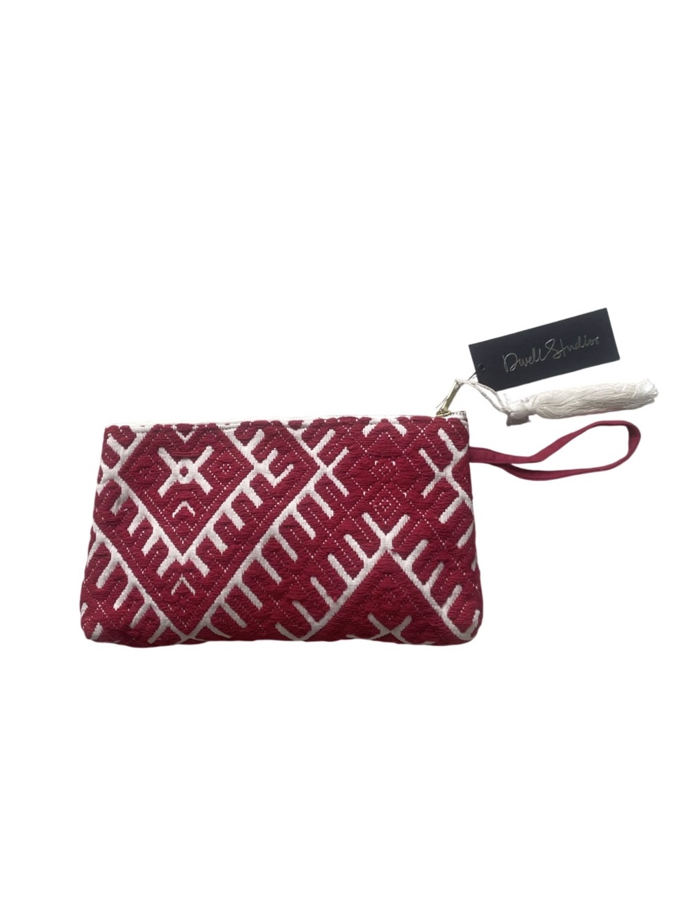 DwellStudio Red & White Knit Boho Clutch/ Pouch/ Wristlet BNWT